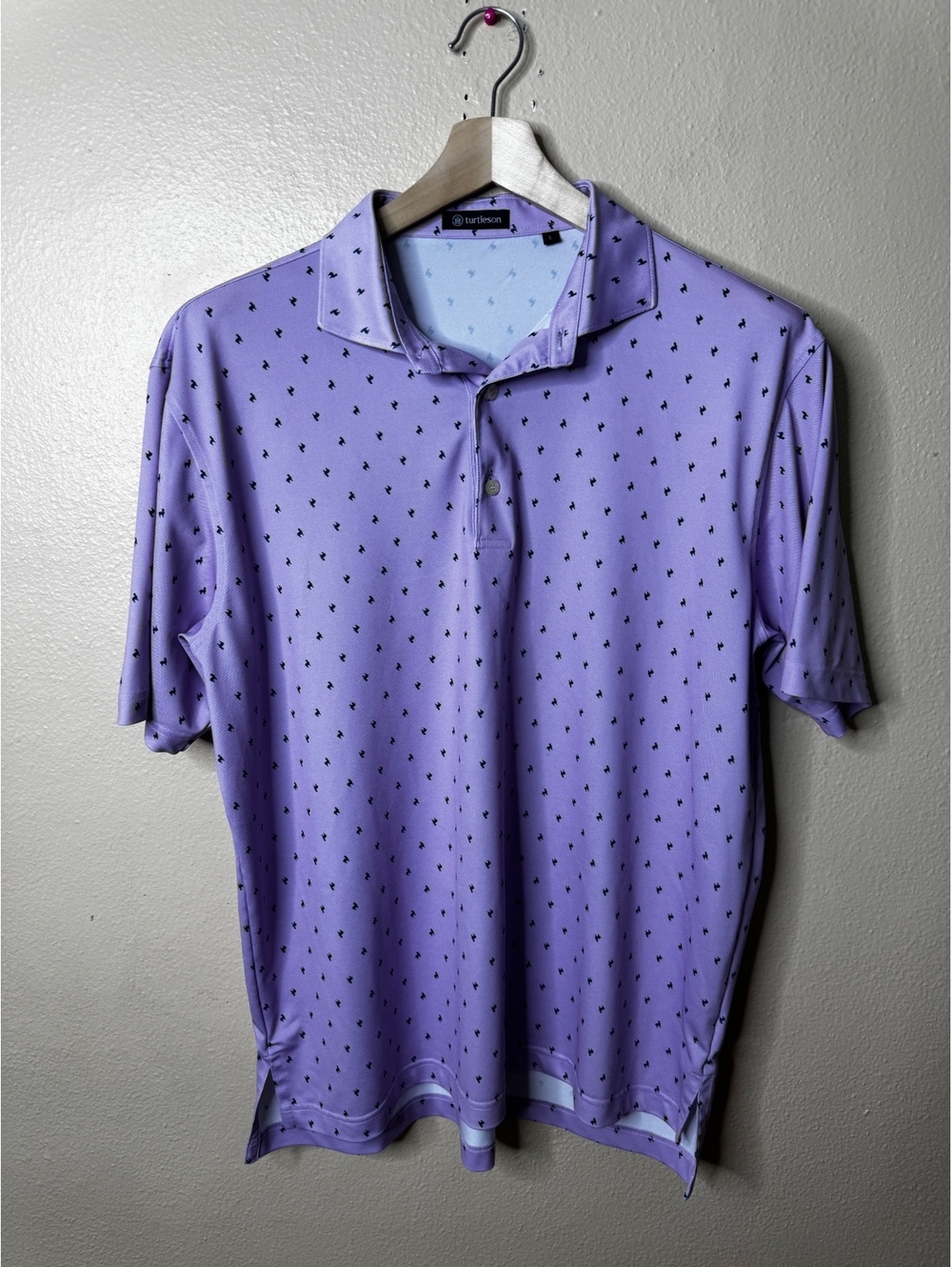 Turtlson Polo Shirt Men's Large Purple Lama Print Golf Performance